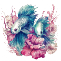 acquerello pittura di betta pesce png