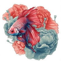 Aquarell Gemälde von Betta Fisch png