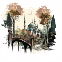 Aquarell Gemälde von ein Moschee png