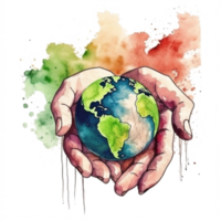 watercolor painting about Earth Day png