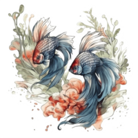 Watercolor painting of betta fish png