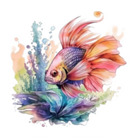 Watercolor painting of betta fish png