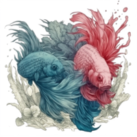 Watercolor painting of betta fish png