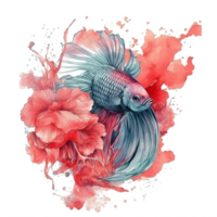 Watercolor painting of betta fish png