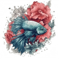 Aquarell Gemälde von Betta Fisch png