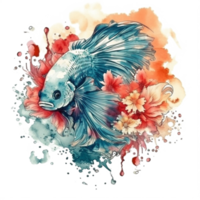 Watercolor painting of betta fish png