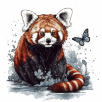 Watercolor painting of a red panda png