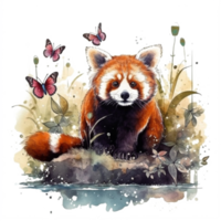 Aquarell Gemälde von ein rot Panda png