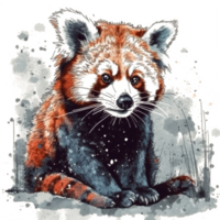 Watercolor painting of a red panda png