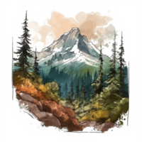 aquarelle La peinture de montagnes png