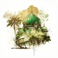 waterverf schilderij van een moskee png