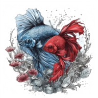 Watercolor painting of betta fish png