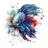 Aquarell Gemälde von Betta Fisch png