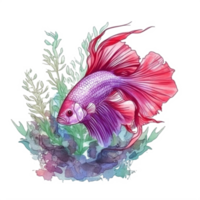 Watercolor painting of betta fish png