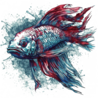 Watercolor painting of betta fish png