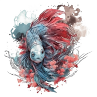 Watercolor painting of betta fish png