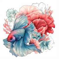 Watercolor painting of betta fish png