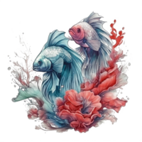 Watercolor painting of betta fish png