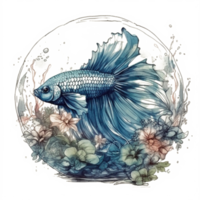 Watercolor painting of betta fish png