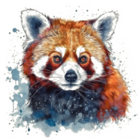 Watercolor painting of a red panda png