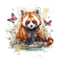 waterverf schilderij van een rood panda png