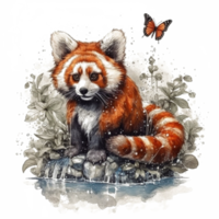 Watercolor painting of a red panda png