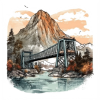 waterverf schilderij van bergen png