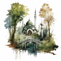 Aquarell Gemälde von ein Moschee png