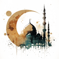 Watercolor painting of a mosque png