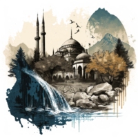 Aquarell Gemälde von ein Moschee png