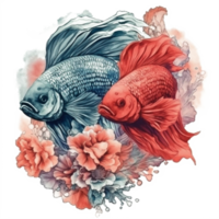 acquerello pittura di betta pesce png