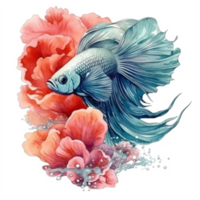 Watercolor painting of betta fish png