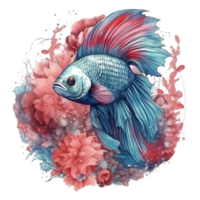 Watercolor painting of betta fish png