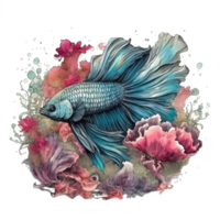 Watercolor painting of betta fish png