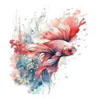 Aquarell Gemälde von Betta Fisch png