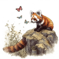 Aquarell Gemälde von ein rot Panda png