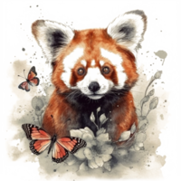 Aquarell Gemälde von ein rot Panda png