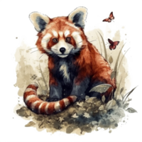 waterverf schilderij van een rood panda png