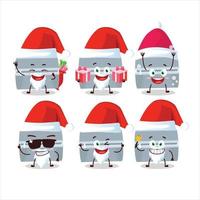 Santa Claus emoticons with grey lunch box cartoon character vector