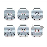 Grey lunch box cartoon character with various angry expressions vector