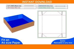 Foldable or Collepssobl corrugated shipping box dieline template and 3D box design Box dieline and 3D box vector