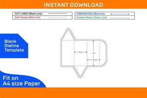 plegable papel gafas de sol caja dieline modelo y 3d vector archivo, editable y redimensionable blanco dieline modelo