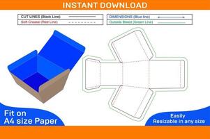 Tiffin box or paper Lunch box, food box dieline tamplate and 3D box design Box dieline vector