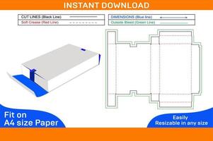 cartulina dibujos animados Envío caja dieline tamplate y 3d vector archivo caja dieline y 3d caja