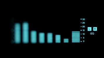 Musik- Grafik Equalizer und Audio- Analyse Clip. Schuss von das Anzeige von ein Stereo Hifi System video