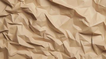 close up of crumpled brown paper texture background with copy space photo
