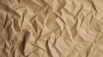 close up of crumpled brown paper texture background with copy space photo