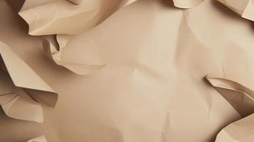 close up of crumpled brown paper texture background with copy space photo