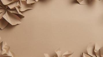 close up of crumpled brown paper texture background with copy space photo