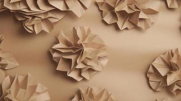 close up of crumpled brown paper texture background with copy space photo